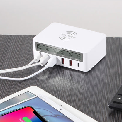 818F 5 USB Ports + Type-C Multifunctional Multi-Port Wireless Charger, Style: US Plug (White) - Multifunction Charger by PMC Jewellery | Online Shopping South Africa | PMC Jewellery | Buy Now Pay Later Mobicred