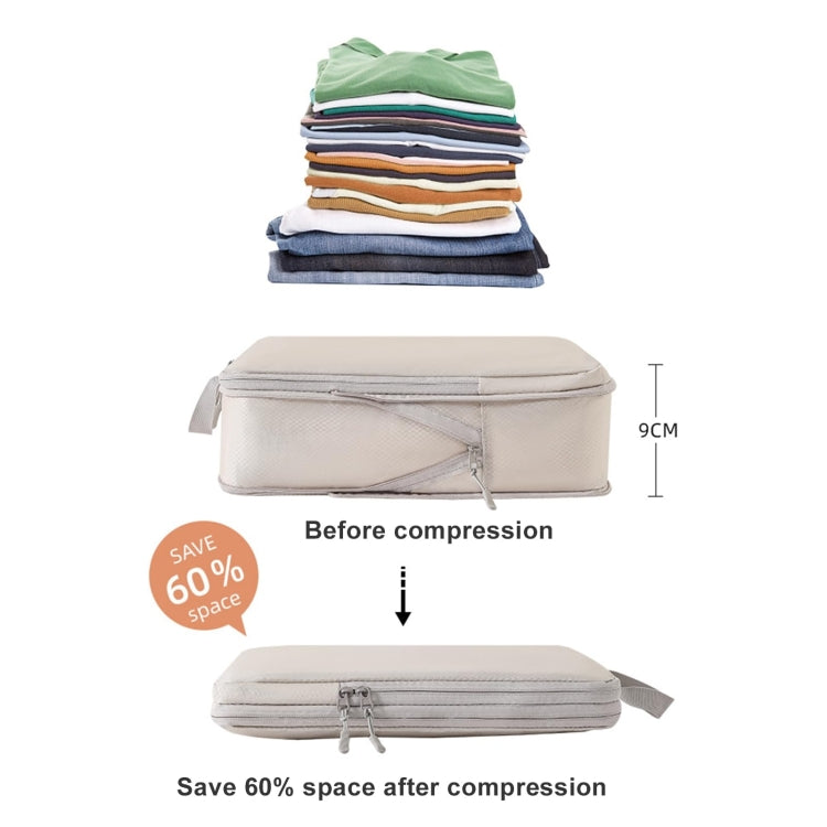 9 In 1  Compression Packing Cubes Expandable Travel Bags Luggage Organizer(Beige) - Storage Bags by PMC TechLife | Online Shopping South Africa | PMC TechLife | Buy Now Pay Later Mobicred
