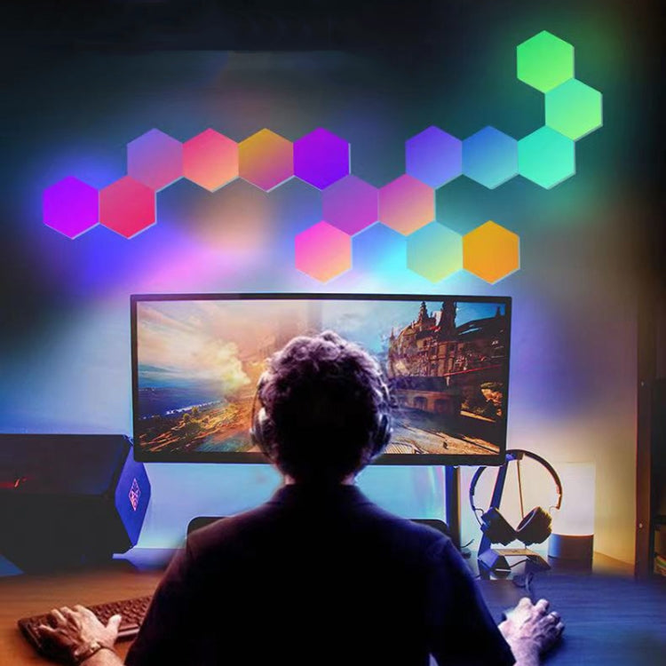 12pcs/set RGB Symphony Hexagon Lights DIY Bedside Ambient Wall Lamp Smart Honeycomb Light(Bluetooth APP) - Novelty Lighting by PMC TechLife | Online Shopping South Africa | PMC TechLife | Buy Now Pay Later Mobicred
