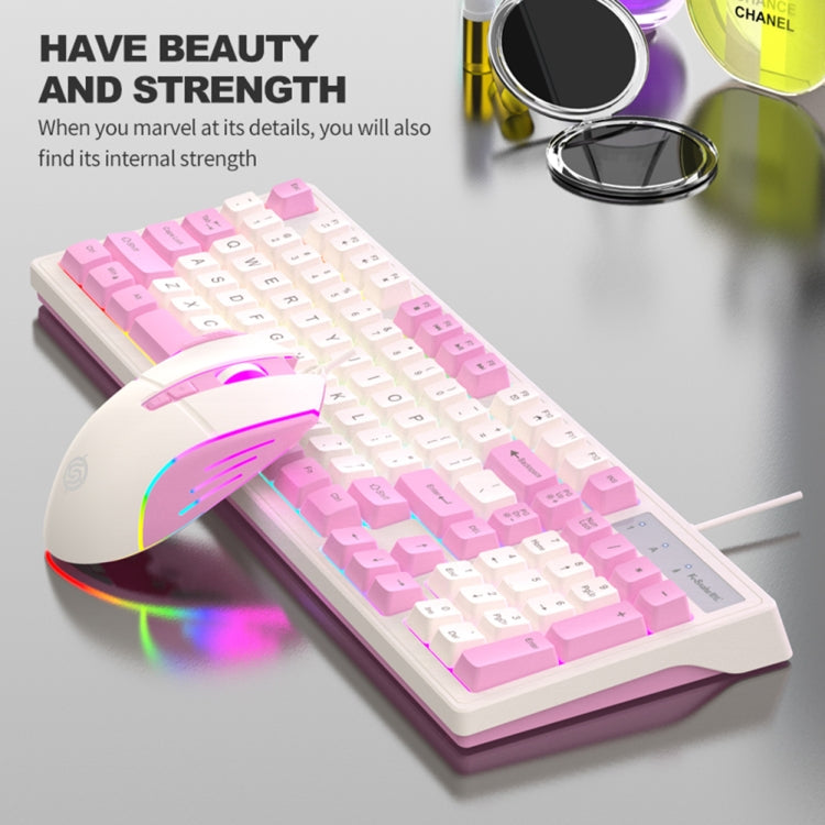 K-Snake Wired E-Sports Keyboard Mouse Mechanical Feel 98 Key Desktop Computer Notebook Keyboard, Style: Single Keyboard (Pink) - Wired Keyboard by K-Snake | Online Shopping South Africa | PMC Jewellery | Buy Now Pay Later Mobicred