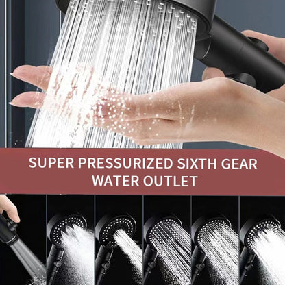 Pressurized Shower Water Heater Handheld Multifunction 6-speed Nozzle, Color: Black - Shower Head by PMC Jewellery | Online Shopping South Africa | PMC Jewellery