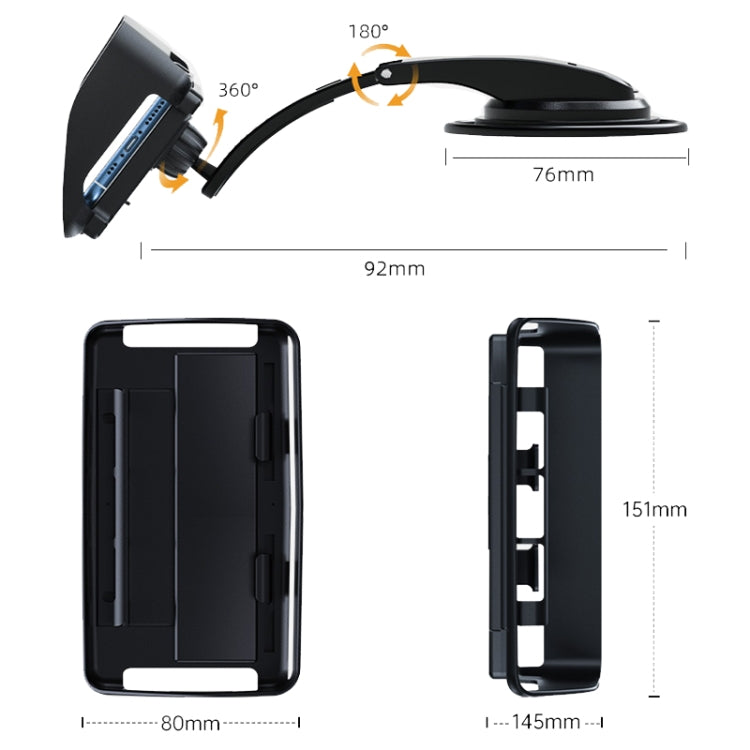 Car Suction Cup Dashboard Mobile Phone Holder with Sun Visor Folding Rotating Car Mount, Style: Hose Model - Car Holders by PMC TechLife | Online Shopping South Africa | PMC TechLife | Buy Now Pay Later Mobicred
