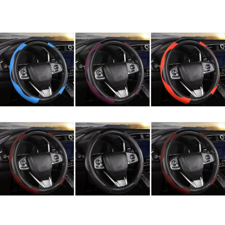 38cm Carbon Fiber Elastic Leather Without Inner Ring Car Steering Wheel Cover, Color: Claret - Steering Wheel Accessories by PMC TechLife | Online Shopping South Africa | PMC TechLife | Buy Now Pay Later Mobicred