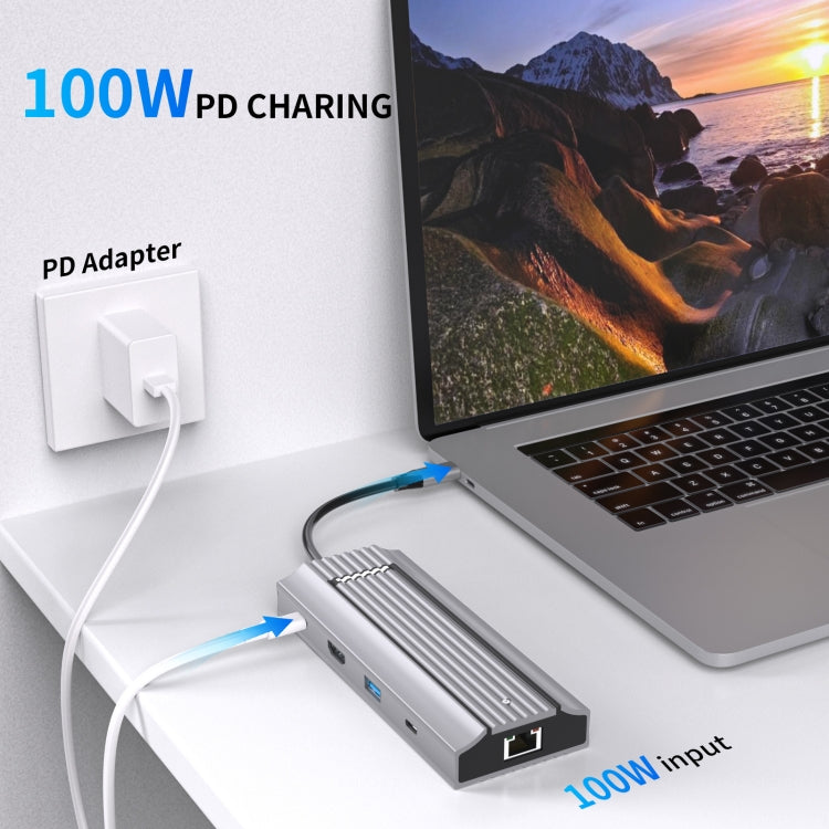 6-In-1 TYPE-C/USB-C To PD+HDMI (4K 30hz) +USB3.0 X 3+SSD Docking Station - USB HUB by PMC TechLife | Online Shopping South Africa | PMC TechLife
