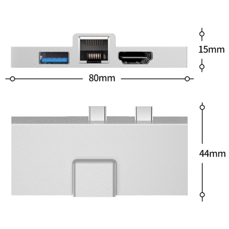 For Surface Pro 8 / 9 / X Dual Type-C Computer Expansion Hub 7 In 1 Docking Station - USB HUB by PMC Jewellery | Online Shopping South Africa | PMC Jewellery | Buy Now Pay Later Mobicred