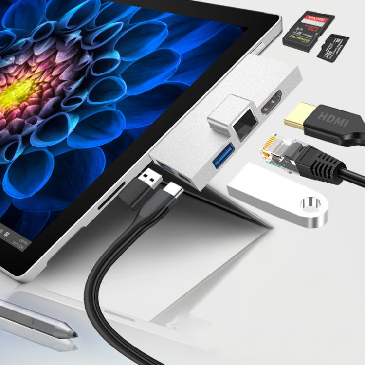 For Surface Pro 8 / 9 / X Dual Type-C Computer Expansion Hub 7 In 1 Docking Station - USB HUB by PMC Jewellery | Online Shopping South Africa | PMC Jewellery | Buy Now Pay Later Mobicred