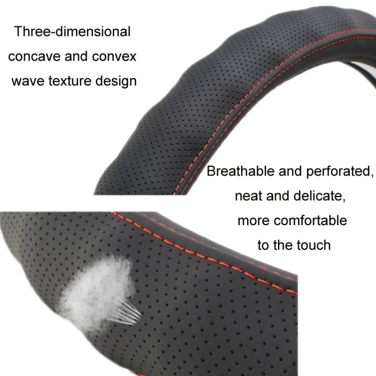 40cm Leather Truck Steering Wheel Cover(Black Red Line) - Steering Wheel Accessories by PMC TechLife | Online Shopping South Africa | PMC TechLife | Buy Now Pay Later Mobicred