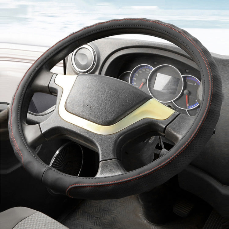 45cm Leather Truck Steering Wheel Cover(Black Red Line) - Steering Wheel Accessories by PMC TechLife | Online Shopping South Africa | PMC TechLife | Buy Now Pay Later Mobicred
