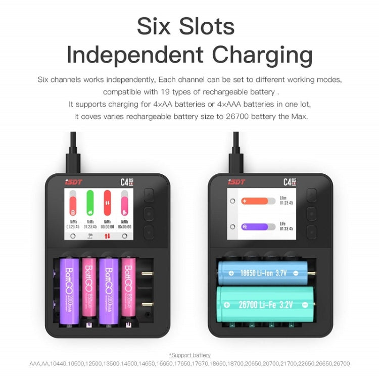 ISDT C4 EVO NiMH/NiCd Cylindrical Lithium Battery Smart Charger(Black) - Charger by ISDT | Online Shopping South Africa | PMC Jewellery | Buy Now Pay Later Mobicred