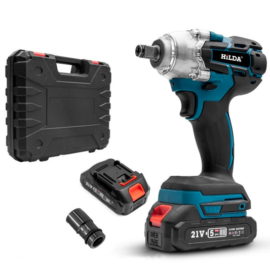 HILDA Motorized Wrenches Lithium Repair Parts With 22mm Socket, EU Plug, Model: Blue With 2 Battery+1 Charger(1500mAh) - Screws by HILDA | Online Shopping South Africa | PMC Jewellery | Buy Now Pay Later Mobicred