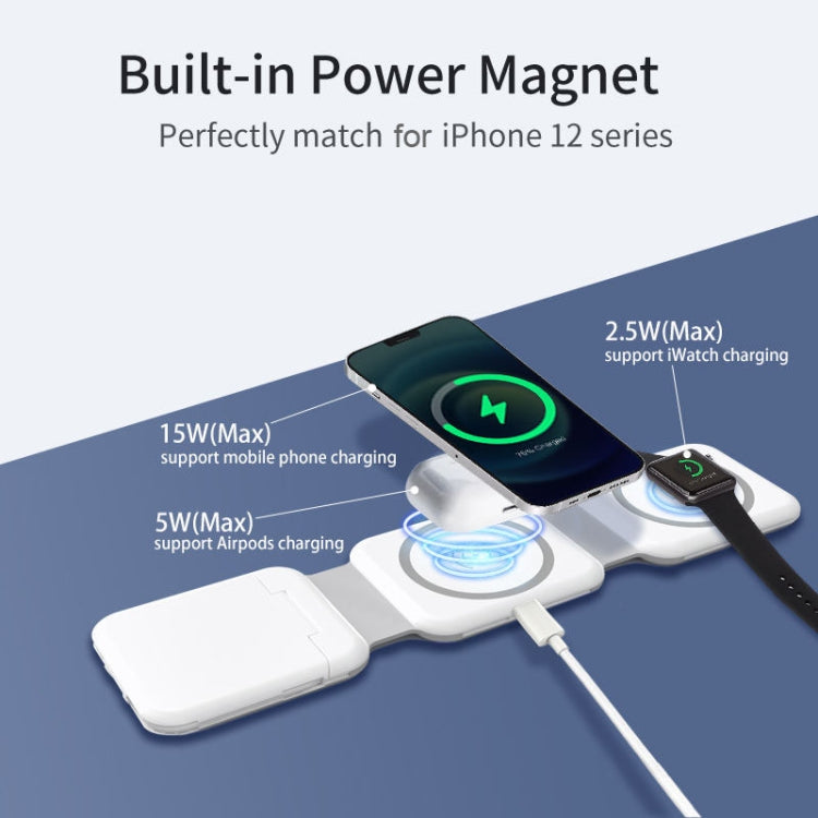 10-in-1 Magnetic Wireless Folding Charger With Data Cable Adapter Storage box(White) - Wireless Charger by PMC Jewellery | Online Shopping South Africa | PMC Jewellery | Buy Now Pay Later Mobicred