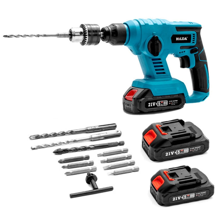 HILDA 12pcs /Set Li-Ion Power Hammer Electrical Impact Drill, Model: 2 Battery+1 Charger US Plug - free shipping - PMc TechLife - Order now!