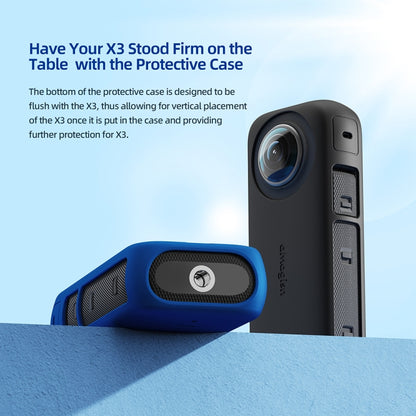 For Insta360 X3 AMagisn Body Silicone Protective Cover, Style: Body+Lens Case (Blue) - Case & Bags by aMagisn | Online Shopping South Africa | PMC Jewellery | Buy Now Pay Later Mobicred