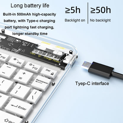 Transparent Lighting Bluetooth Keyboard 10 Inch Wireless Silent Keypad(White) - Universal Keyboard by PMC Jewellery | Online Shopping South Africa | PMC Jewellery