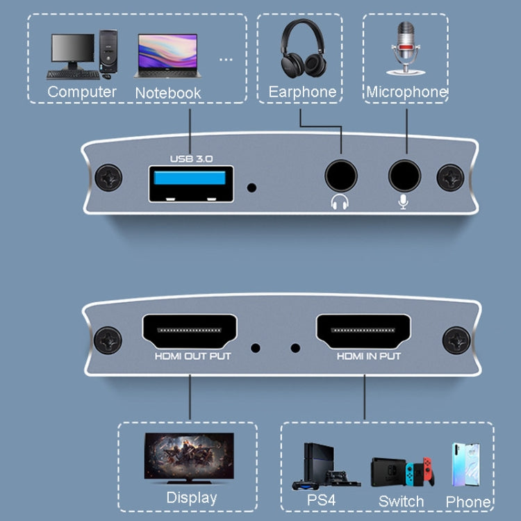 FJGEAR FJ-HU30A USB3.0 Capture Card 4K Game Live Recording Box - Video Capture Solutions by FJGEAR | Online Shopping South Africa | PMC TechLife | Buy Now Pay Later Mobicred