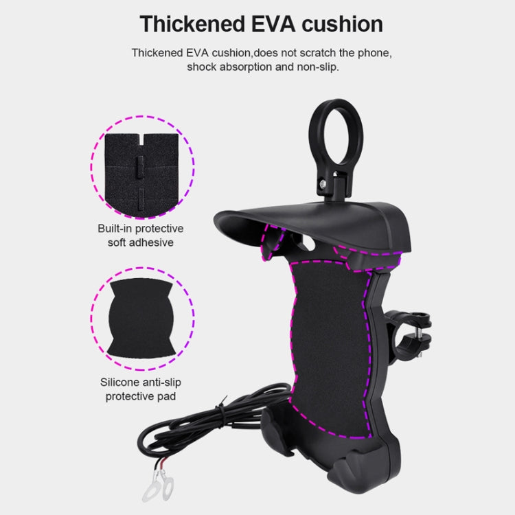 Motorcycle Sunshade Rainproof Mobile Phone Holder, Shape: Charging Handlebar Holder 18W (QC3.0) - Holder by PMC TechLife | Online Shopping South Africa | PMC TechLife | Buy Now Pay Later Mobicred
