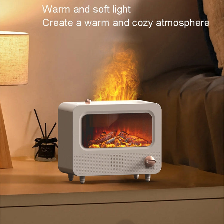 USB White Noise Simulation Flame Fire Furnace Aromatherapy Machine Indoor Large Spray Measurement Humidifier(White) - free shipping - PMC TechLife - Order now!