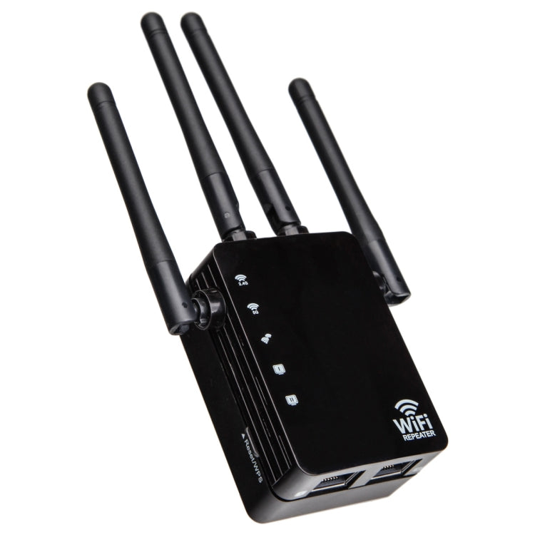 5G/2.4G 1200Mbps WiFi Range Extender WiFi Repeater With 2 Ethernet Ports US Plug Black - Broadband Amplifiers by PMC Jewellery | Online Shopping South Africa | PMC Jewellery