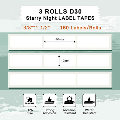 For Phomemo D30 3rolls /Pack 12 X 40mm Stars Thermal Labels - Printer Accessories by Phomemo | Online Shopping South Africa | PMC Jewellery