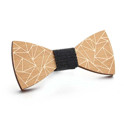 Wooden Bow Tie Men Handmade Bow Tie, Color: Geometric Sun Pattern - Tie clip by PMC Jewellery | Online Shopping South Africa | PMC Jewellery