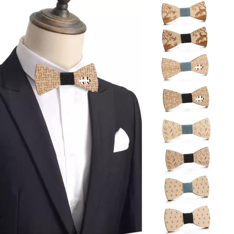 Wooden Bow Tie Men Bow Clothing Decoration, Color: Puzzle Blue - Tie clip by PMC Jewellery | Online Shopping South Africa | PMC Jewellery