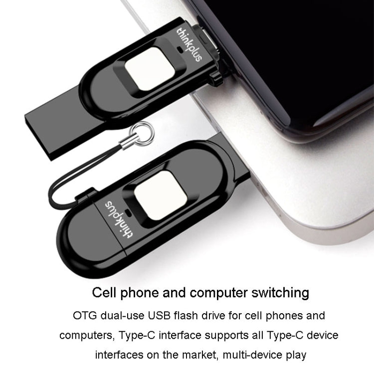 Lenovo Thinkplus TFU301 Dual Interface Type-C+USB Fingerprint Encrypted USB Flash Drive, Capacity: 256G - free shipping - PMC TechLife - Order now!