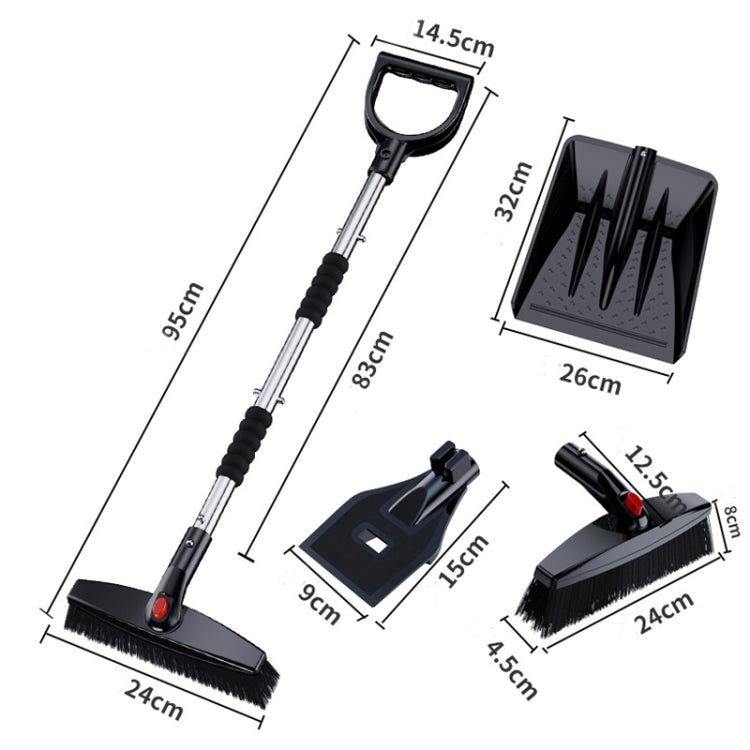 3-in-1 Car Snow Shovel Brush Kit Stainless Steel Retractable Ice Scraper(Silver) - Ice Scraper by PMC Jewellery | Online Shopping South Africa | PMC Jewellery | Buy Now Pay Later Mobicred