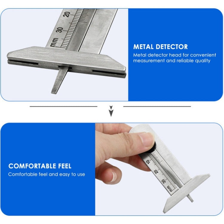 0-60mm Stainless Steel Tire Tread Vernier Depth Gauge - Electronic Test by PMC TechLife | Online Shopping South Africa | PMC TechLife | Buy Now Pay Later Mobicred