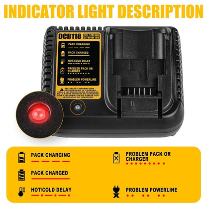 DCB118 For Dewalt 12V-20V Electric Tool Battery Charger, Plug: UK (Yellow) - Electric Saws & Accessories by PMC Jewellery | Online Shopping South Africa | PMC Jewellery