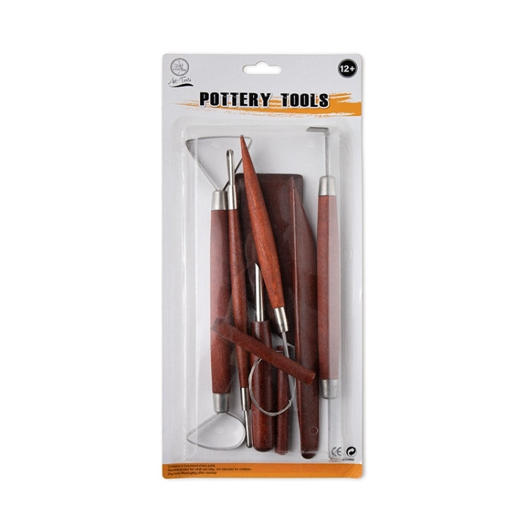 8-in-1 Wooden Handle Pottery Clay Tool set Ceramic Trimming Carving Knife(SF008) - Burin &Cutting Knife by PMC TechLife | Online Shopping South Africa | PMC TechLife