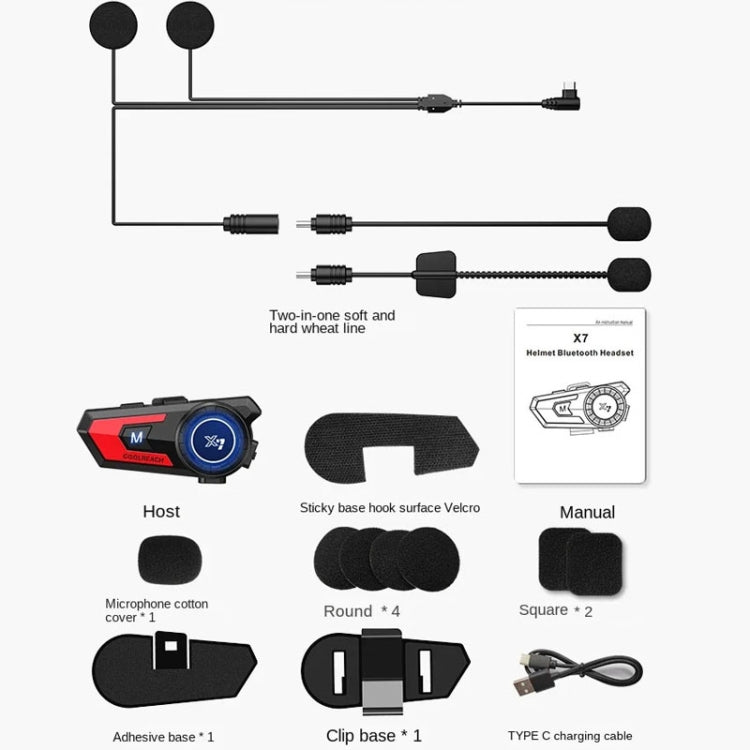 X7 Motorcycle Helmet Bluetooth Headset Riding Navigation Listening Song Soft Hard Wheat(Red) - Motorcycle Walkie Talkie by PMC TechLife | Online Shopping South Africa | PMC TechLife | Buy Now Pay Later Mobicred