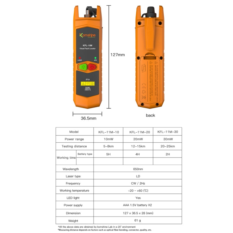 Komshine Mini Red Light Fiber Optic Test Pen, Model: KFL-11M-30 - Fiber Optic Test Pen by Komshine | Online Shopping South Africa | PMC Jewellery | Buy Now Pay Later Mobicred