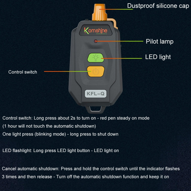 Komshine 15km Mini Optical Fiber Breakpoint Positioning Test Red Light Pen, Specification: KFL-Q-20MW - Fiber Optic Test Pen by Komshine | Online Shopping South Africa | PMC Jewellery | Buy Now Pay Later Mobicred