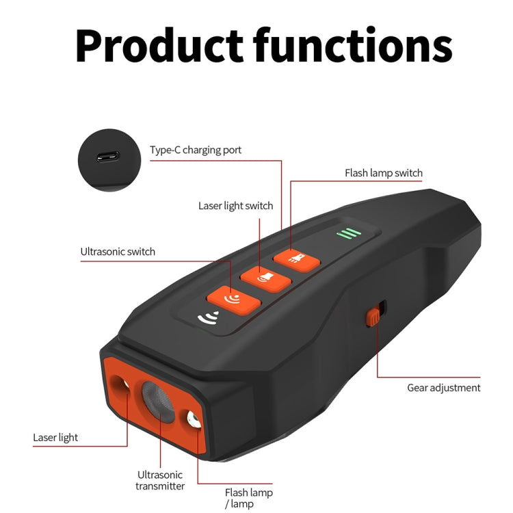 LED Flashing Light Handheld Ultrasonic Bark Arrester Frequency Conversion Dog Training Device(Black+Orange) - Training Aids by PMC Jewellery | Online Shopping South Africa | PMC Jewellery | Buy Now Pay Later Mobicred