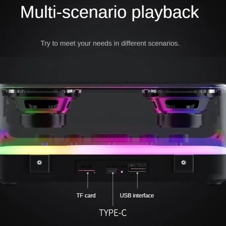 Wireless Bluetooth Speaker Subwoofer with Colorful Lights Supports U Disk(Black) - Desktop Speaker by PMC Jewellery | Online Shopping South Africa | PMC Jewellery | Buy Now Pay Later Mobicred