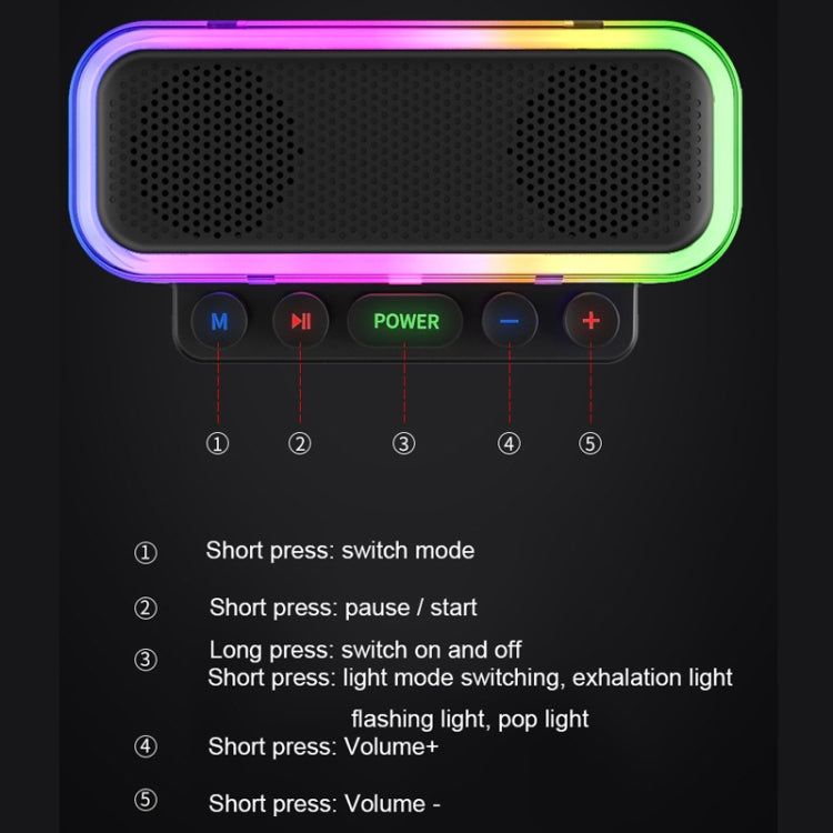 Wireless Bluetooth Speaker Subwoofer with Colorful Lights Supports U Disk(Black) - Desktop Speaker by PMC Jewellery | Online Shopping South Africa | PMC Jewellery | Buy Now Pay Later Mobicred