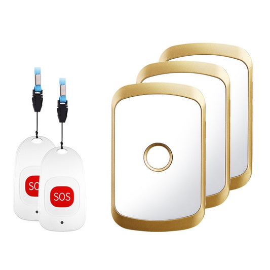 CACAZI C20 Two To Three Wireless Pager For The Elderly Home Care Waterproof Emergency Pager, EU Plug(Gold) - Wireless Doorbell by CACAZI | Online Shopping South Africa | PMC Jewellery