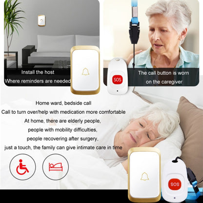 CACAZI C20 Two To Three Wireless Pager For The Elderly Home Care Waterproof Emergency Pager, EU Plug(Black) - Wireless Doorbell by CACAZI | Online Shopping South Africa | PMC Jewellery | Buy Now Pay Later Mobicred