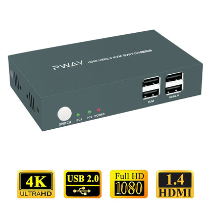 PWAY PW-S7201H 2 In 1 Out HDMI KVM Switch 4K HD Video Screen Cutter - Switch by PWAY | Online Shopping South Africa | PMC Jewellery | Buy Now Pay Later Mobicred