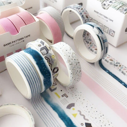 5rolls /Box 3m Washi DIY Decoration Handbook Tape Set, Color: Point and Line - Tape & Solid glue by PMC Jewellery | Online Shopping South Africa | PMC Jewellery