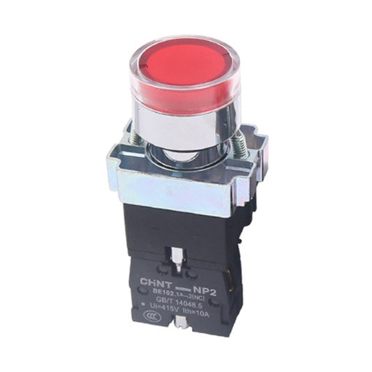 CHINT NP2-BW3463/220V 2 NO Pushbutton Switches With LED Light Silver Alloy Contact Push Button - Car Switches by CHINT | Online Shopping South Africa | PMC Jewellery | Buy Now Pay Later Mobicred