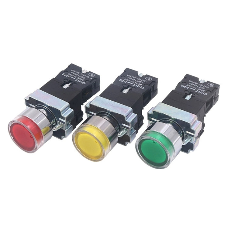 CHINT NP2-BW3365/220V 1 NO+1 NC Pushbutton Switches With LED Light Silver Alloy Contact Push Button (Green) - Car Switches by PMC TechLife | Online Shopping South Africa | PMC TechLife | Buy Now Pay Later Mobicred