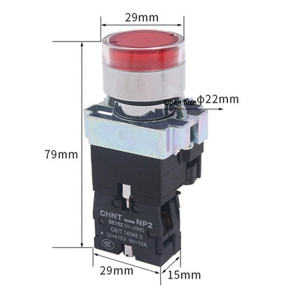 CHINT NP2-BW3563/24V 2 NO Pushbutton Switches With LED Light Silver Alloy Contact Push Button - Car Switches by CHINT | Online Shopping South Africa | PMC Jewellery | Buy Now Pay Later Mobicred
