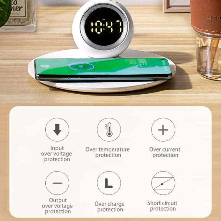 K22T 15W Multifunctional Rotatable Clock Night Light Wireless Fast Charger, Color: Wheat-color - Wireless Charger by PMC Jewellery | Online Shopping South Africa | PMC Jewellery | Buy Now Pay Later Mobicred