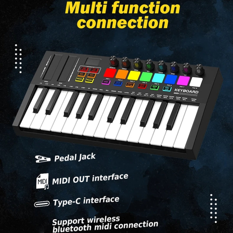 MD02 25 Key USB Keyboard And Drum Pad MIDI Controller Keyboard Piano(Black) - Keyboard Instruments Accessories by PMC Jewellery | Online Shopping South Africa | PMC Jewellery | Buy Now Pay Later Mobicred