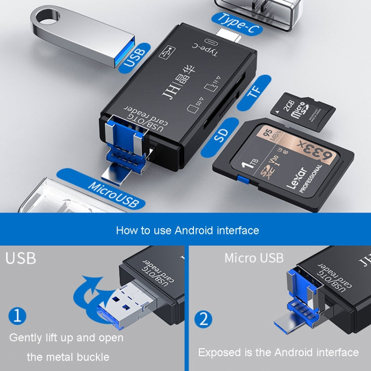 JINGHUA USB2.0 Multi-Function Card Reader SD/TF Dual Card Slot Cell Phone Computer Card Reader(Black) - free shipping - PMC TechLife - Order now!