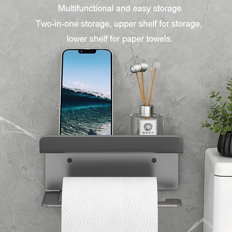 Stainless Steel Bathroom Roll Paper Holder No-Punch Cell Phone Storage Shelf, Style: Phone Rack (White) - Shelves by PMC Jewellery | Online Shopping South Africa | PMC Jewellery