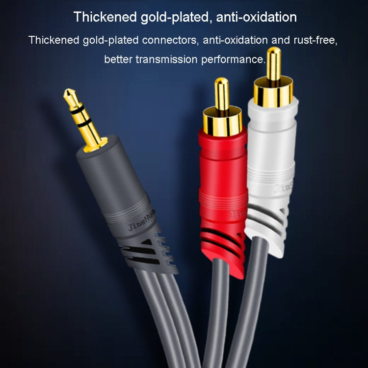 JINGHUA 3.5mm To 2RCA Audio Cable Game Console Outdoor Audio Connection Cable, Size: 20m(Grey) - free shipping - PMC Jewellery - Order now!