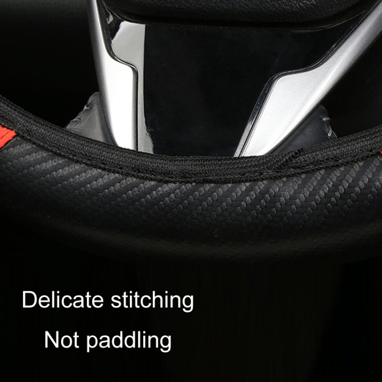 39cm Carbon Fiber Elastic Leather Without Inner Ring Car Steering Wheel Cover, Color: Red - Steering Wheel Accessories by PMC TechLife | Online Shopping South Africa | PMC TechLife | Buy Now Pay Later Mobicred