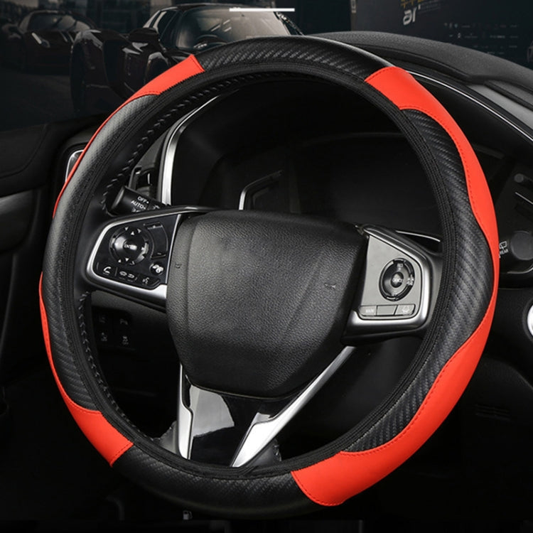 39cm Carbon Fiber Elastic Leather Without Inner Ring Car Steering Wheel Cover, Color: Black - Steering Wheel Accessories by PMC Jewellery | Online Shopping South Africa | PMC Jewellery | Buy Now Pay Later Mobicred